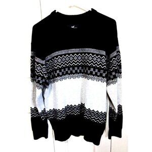 Hollister Men's S Black & Gray Long Sleeve Cotton Blend Pullover Sweater